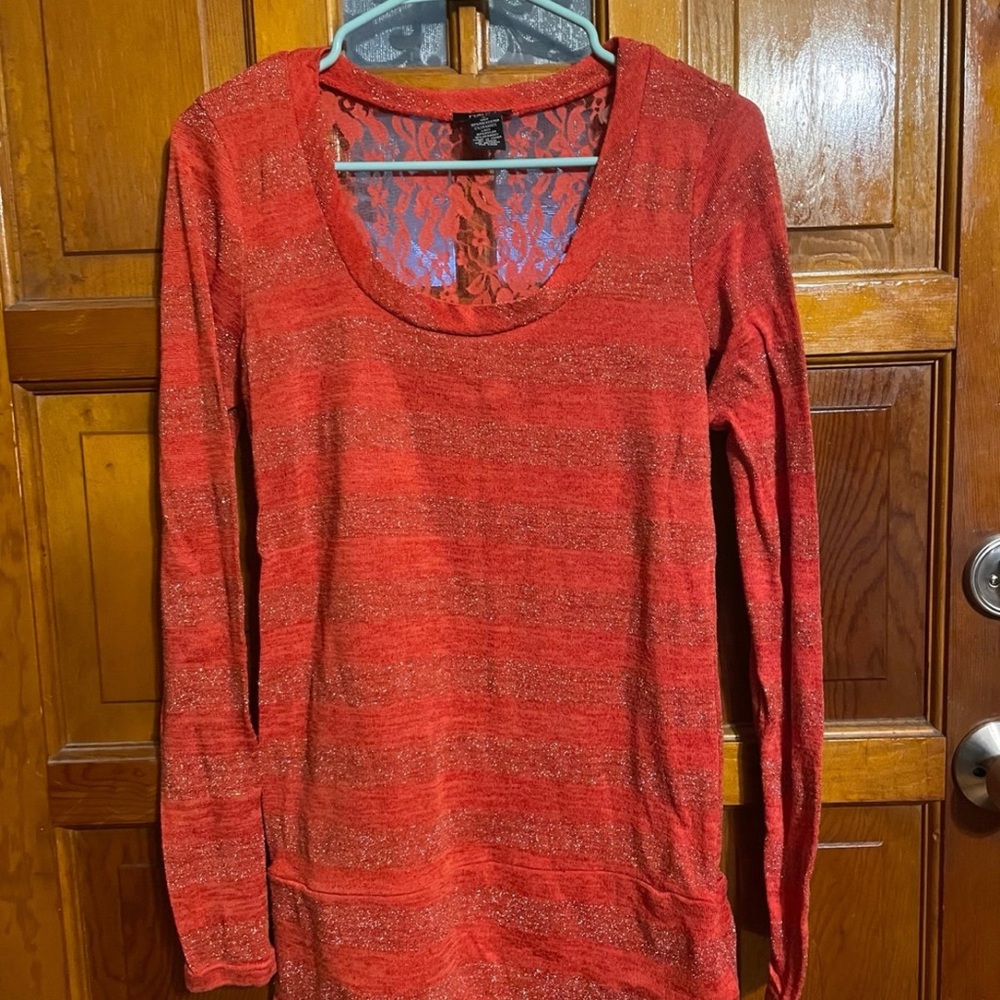 Red Long Sleeve Knit Top